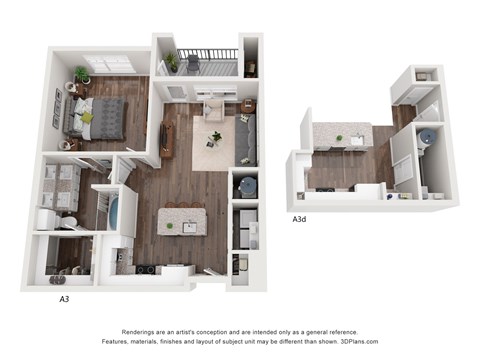 Floor plan for 1 bed, 1 bath, 769 sqft